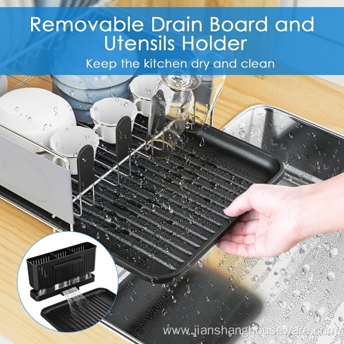 Removable Drain Tray Utensil Holder Dish Drying Rack
